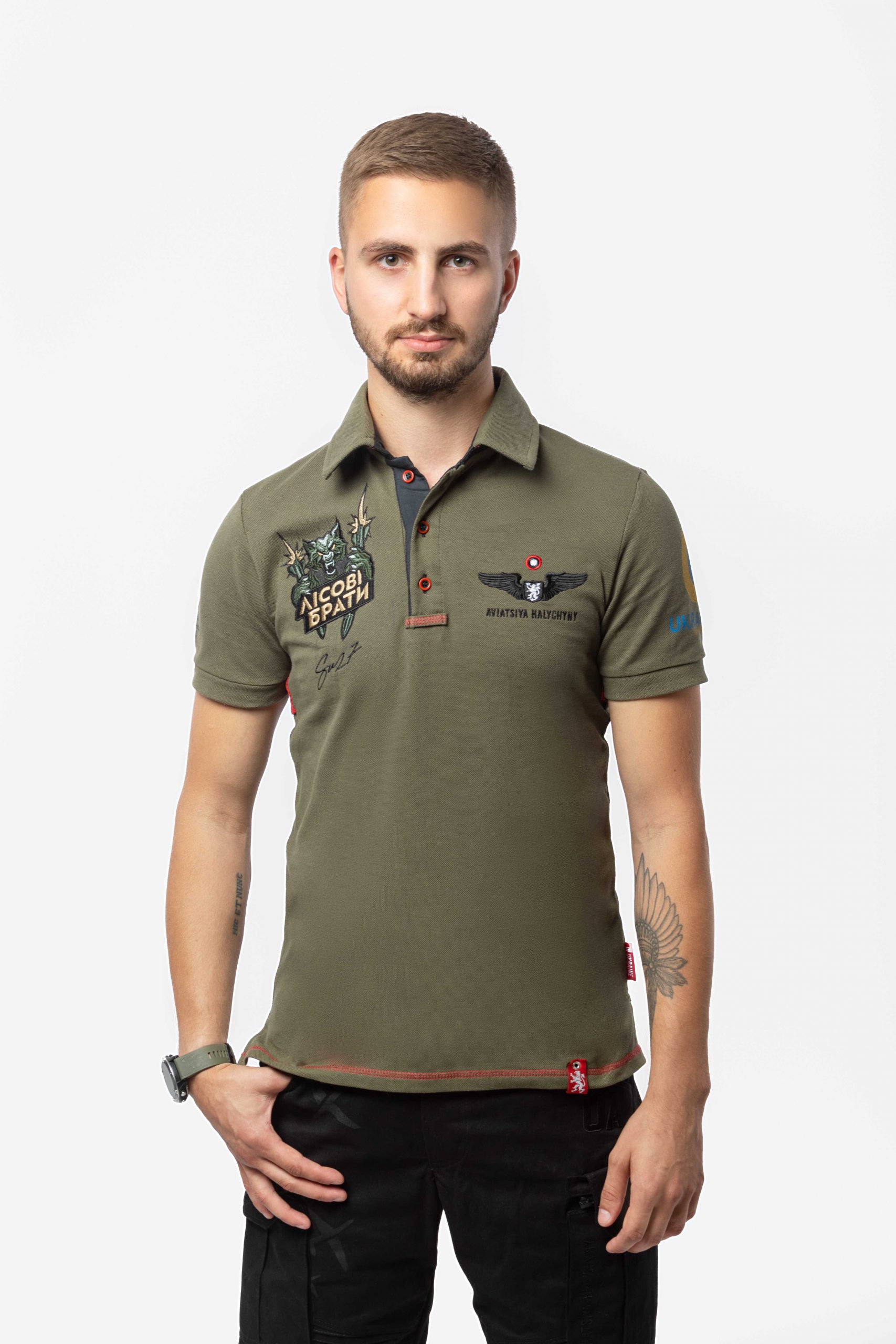 Men's Polo Shirt 39 Brigade. Color khaki. .