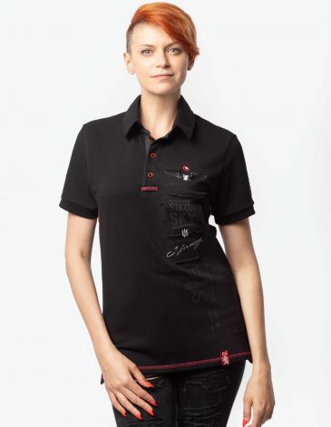 Women's Polo Shirt Sikorsky S-58. Color black. .