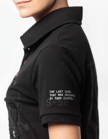 Women's Polo Shirt Sikorsky S-58. Color black. .