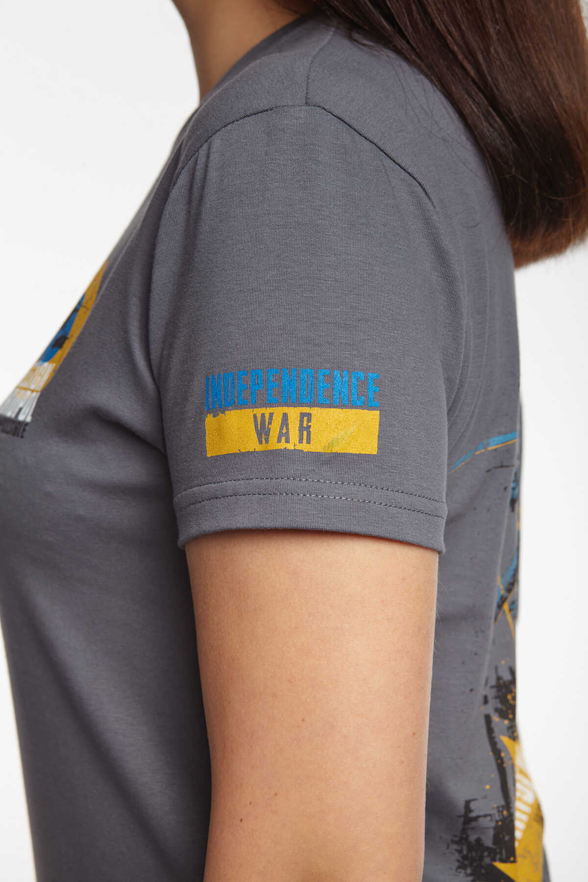 Women's T-Shirt Mission Mariupol. Color gray. 4.