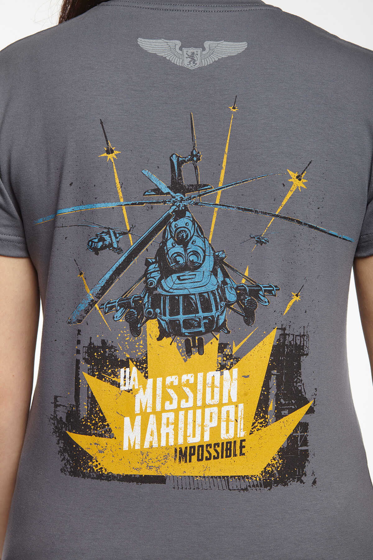 Women's T-Shirt Mission Mariupol. Color gray. 3.