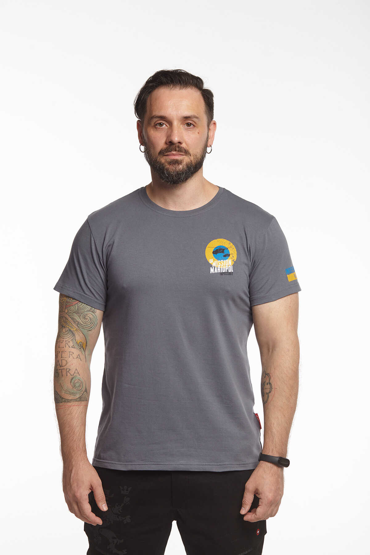 Men's T-Shirt Mission Mariupol. Color gray. Bonuses and discounts are not applied to this item.