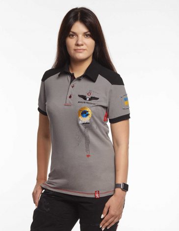 Women's Polo Mission Mariupol. Color dark gray. The product is on pre-sale.