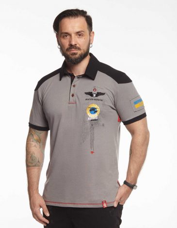 Men's Polo Mission Mariupol. Color dark gray. The product is on pre-sale.