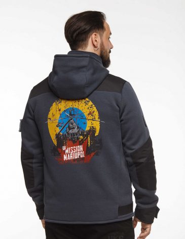 Men's Hoodie Mission Mariupol. Color graphite. The product is on pre-sale.