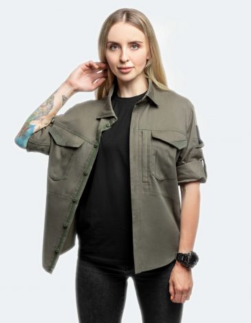 Women's Shirt Traveling. Color khaki. Material: 100% cotton.