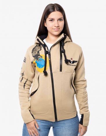 Women's Hoodie Ukrainian Falcons. Color sand. 2.