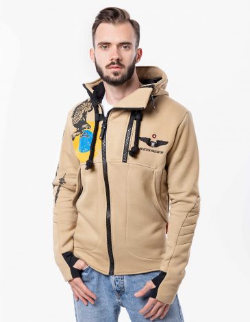 Men's Hoodie Ukrainian Falcons. Color sand. 2.