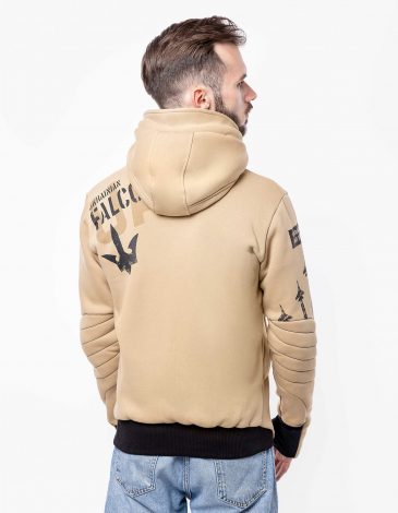 Men's Hoodie Ukrainian Falcons. Color sand. 2.