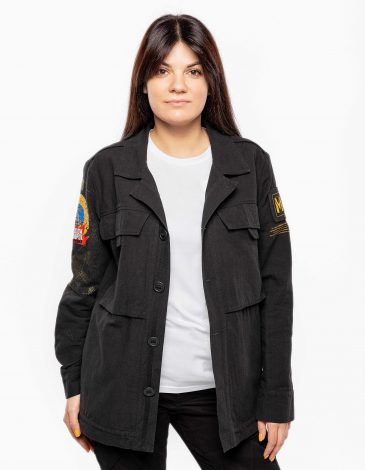 Women's Shirt-Jacket Mission Mariupol. Color black. Part of the profit is transferred to the families of heroes killed in the mission, so the product does not participate in promotions and bonuses are not accrued from it.