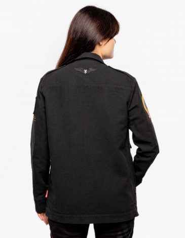 Women's Shirt-Jacket Mission Mariupol. Color black. Part of the profit is transferred to the families of heroes killed in the mission, so the product does not participate in promotions and bonuses are not accrued from it.