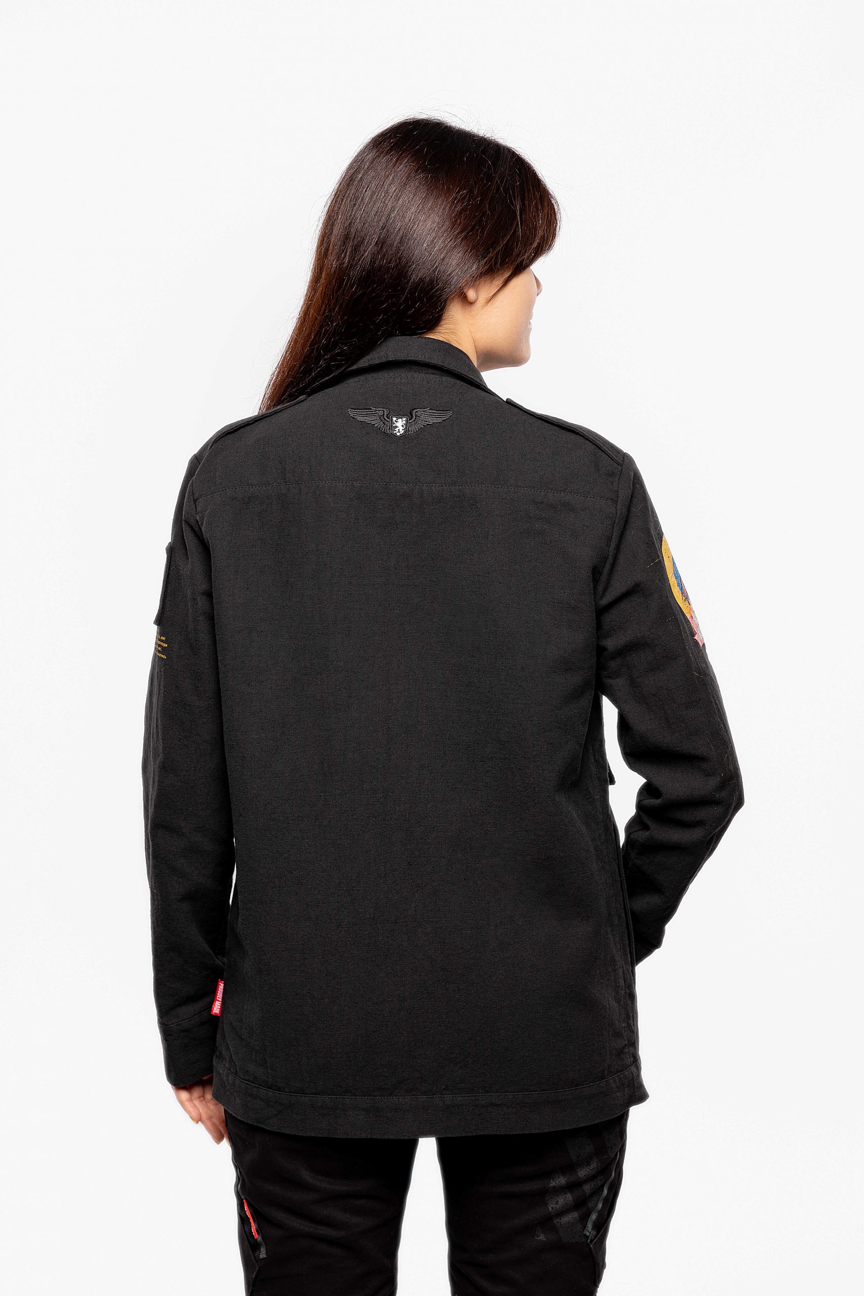 Women's Shirt-Jacket Mission Mariupol. Color black.  Unisex shirt-jacket (men's sizes).