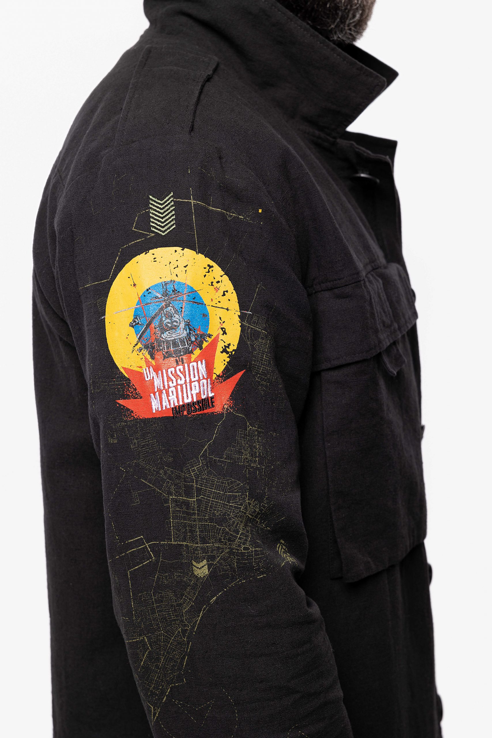 Men's Shirt-Jacket Mission Mariupol. Color black. 4.