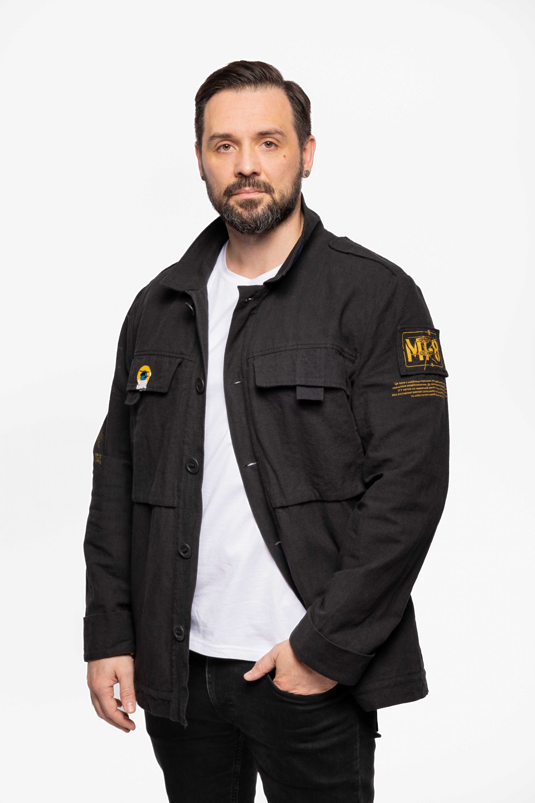 Men's Shirt-Jacket Mission Mariupol. Color black. .
