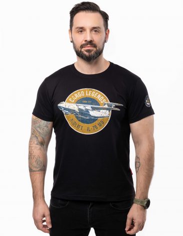 Men's T-Shirt Il-76. Color black. .