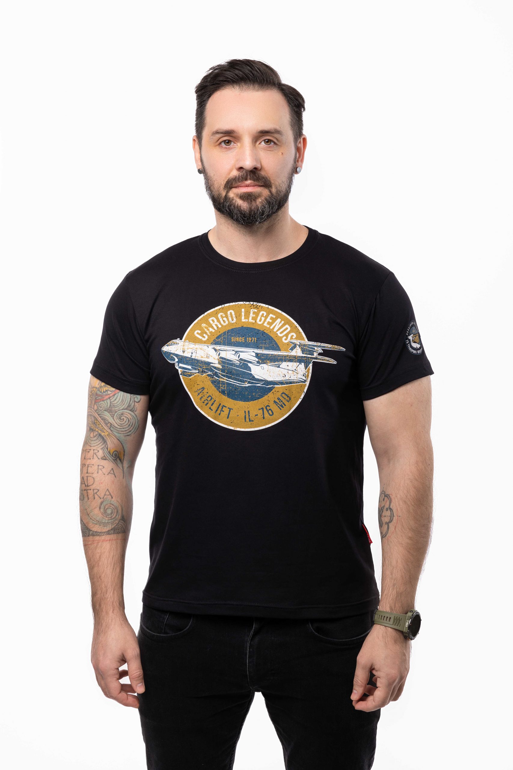 Men's T-Shirt Il-76. Color black. .