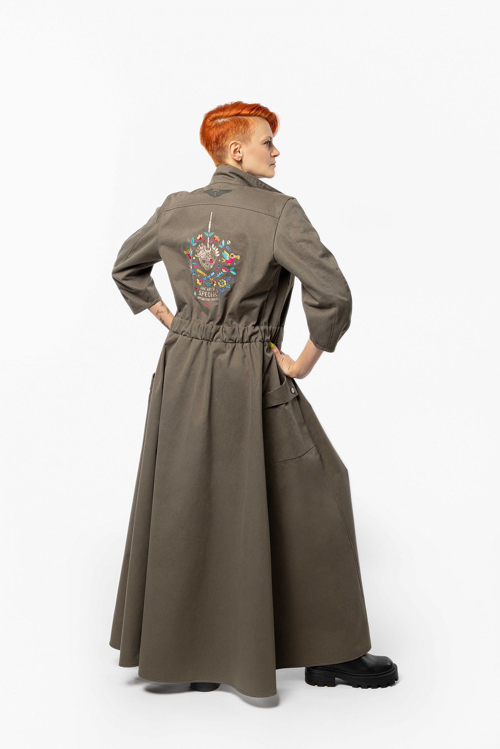 Women's Dress-Cloak Tank. Color khaki. 1.