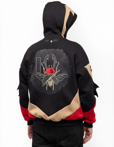 Women's Hoodie Stag Beetle. Color black. .