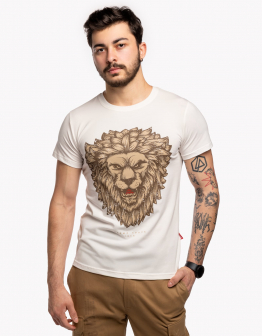 Men's T-Shirt Lion. Color off-white. .