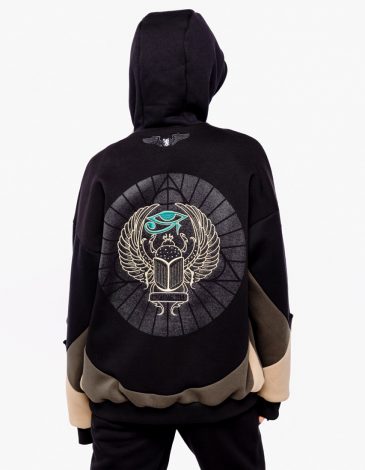 Women's Hoodie Scarab. Color black. .