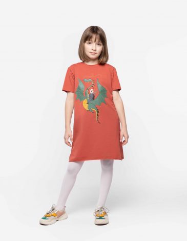 Children’s Dress  Dragon. Color terracotta. .