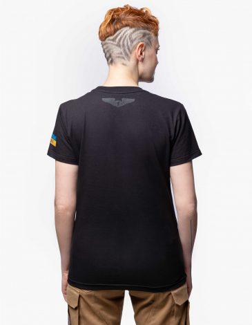 Women's T-Shirt About Trident. Color black. .
