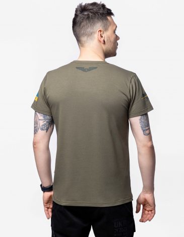 Men's T-Shirt Ukrainian Sun. Color khaki. .