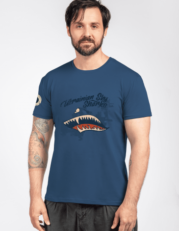 Men's T-Shirt Shark. Color denim. .