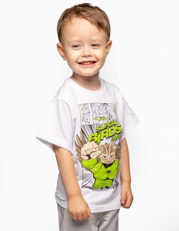 Kids T-Shirt Owl Superbird. Color white. .