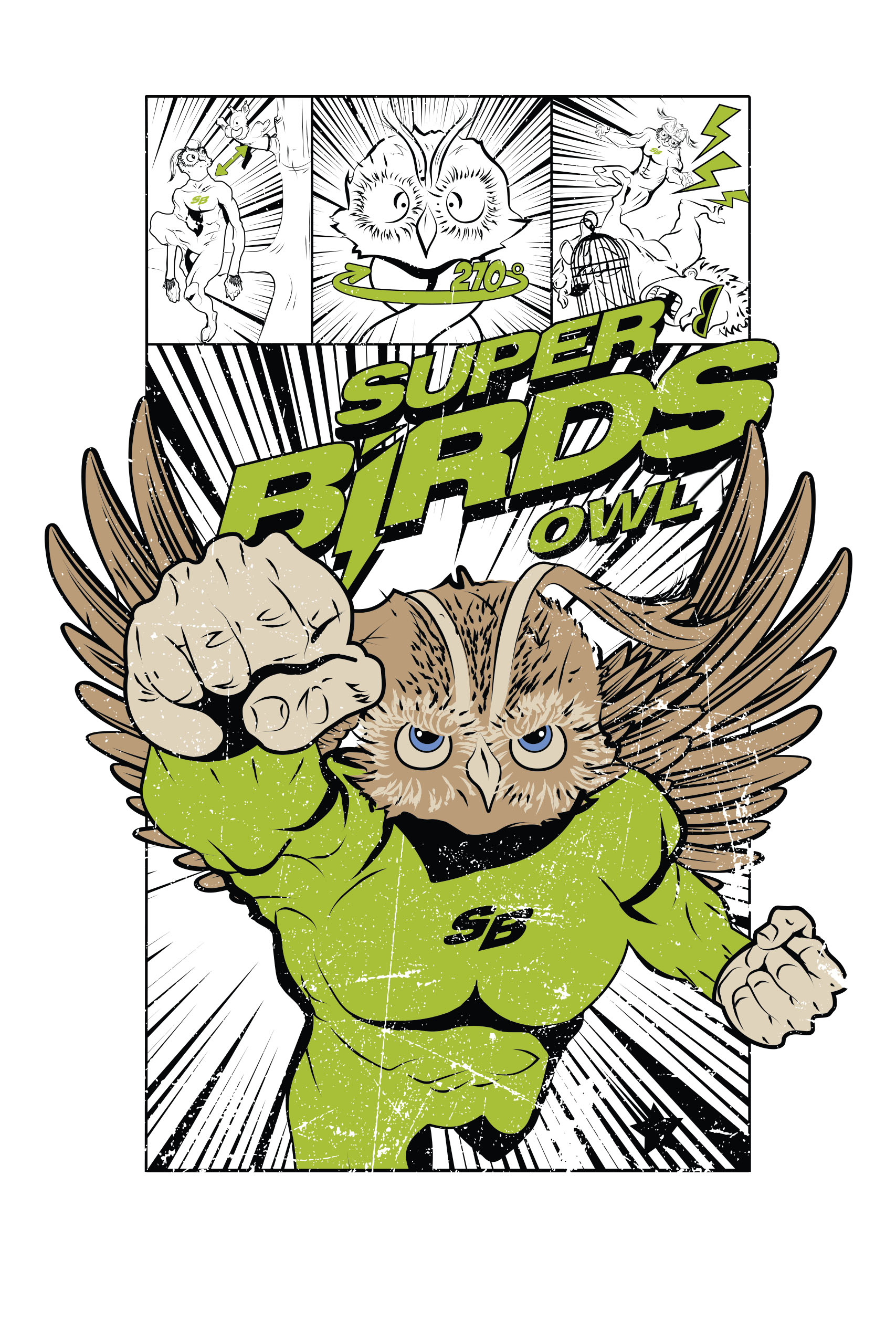 Kids T-Shirt Owl Superbird. Color white. 9.