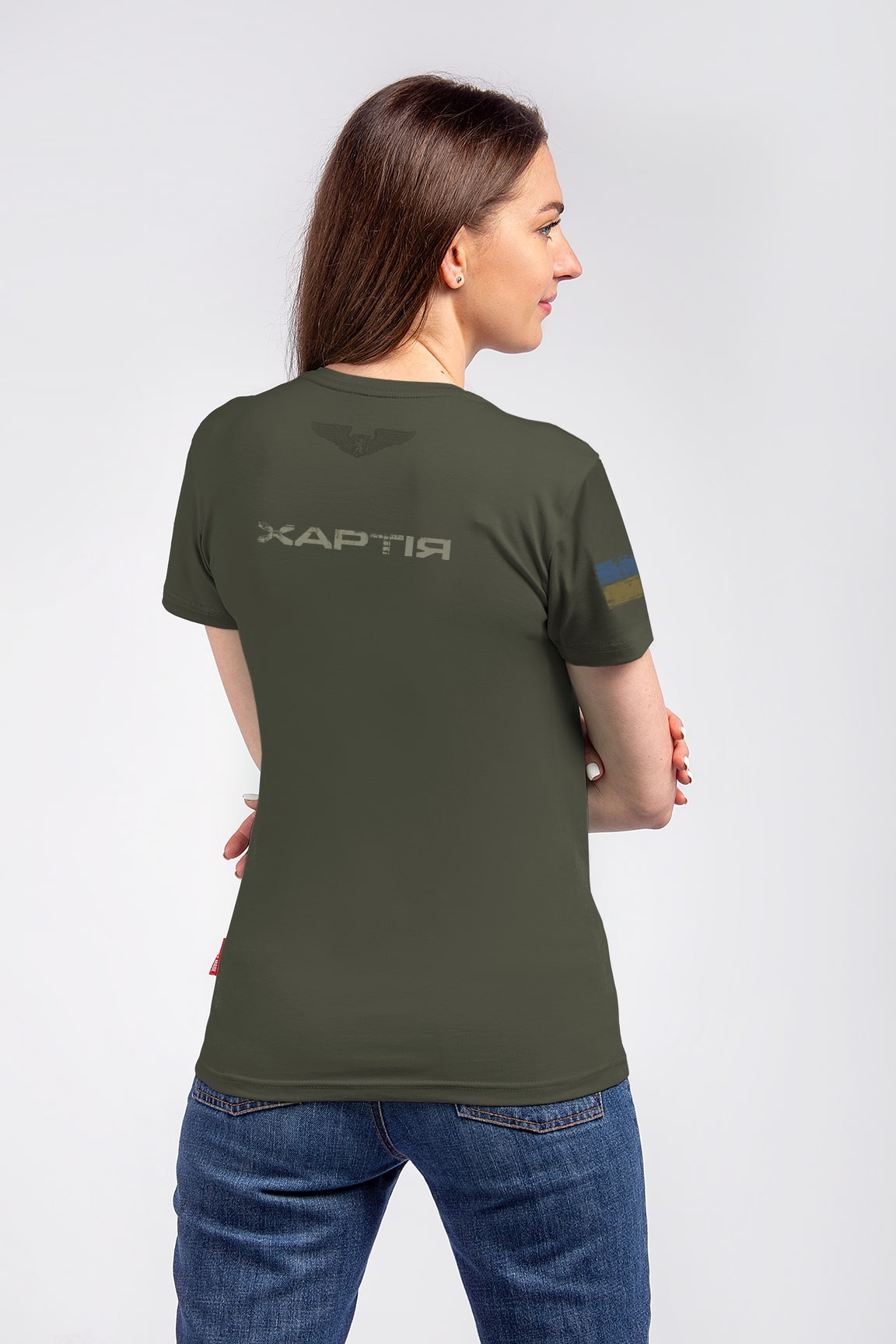 Women's T-Shirt Khartiia. Color khaki. 1.