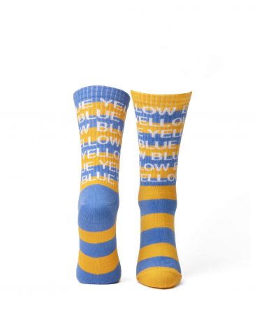 Socks Yellowblue Striped. Color sky blue. .