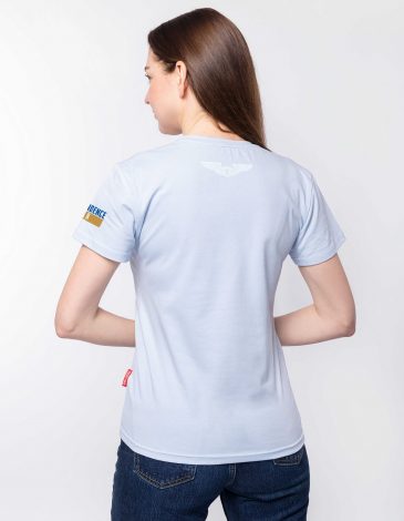 Women's T-Shirt My Sea 2023. Color light blue. .