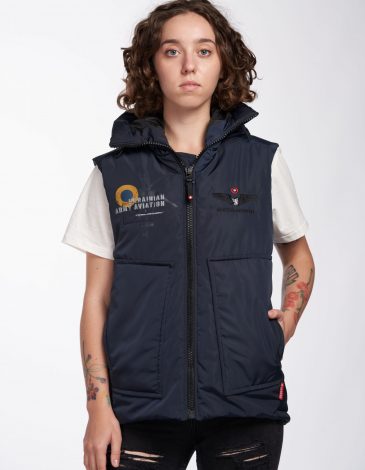 Women's Sleeveless Jacket Ua Army Aviation. Color dark blue. .