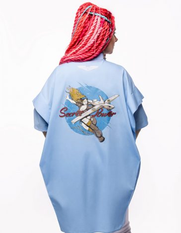 Women Shirt Secret Power. Color light blue. .