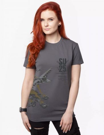 Women's T-Shirt Su-25 Fight For South. Color gray. .