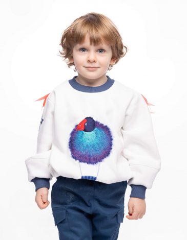 Kids Sweatshirt Takahe. Color white. .