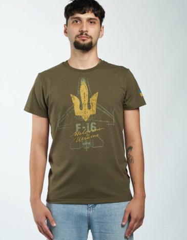Чоловіча Футболка Welcome F-16. Колір хакі. .
