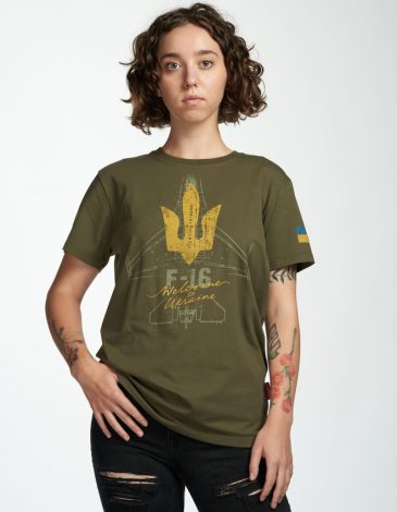 Women's T-Shirt Welcome F-16. Color khaki. .