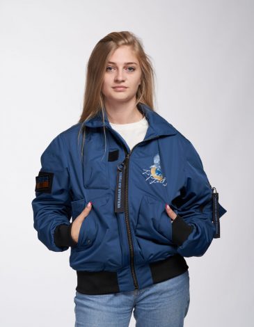 Women's Bomber Jacket Kings Of The Sky. Color denim. .