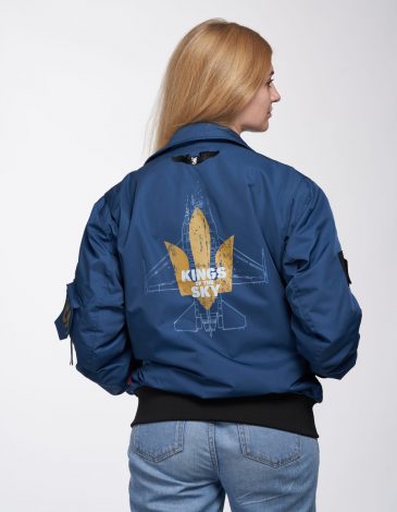 Women's Bomber Jacket Kings Of The Sky. Color denim. .