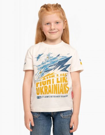 Дитяча Футболка F-16 Fight Like Ukrainians. Колір молочний. .