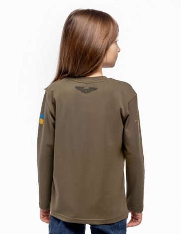 Kids Long-Sleeve Ukrainian Sun. Color khaki. .