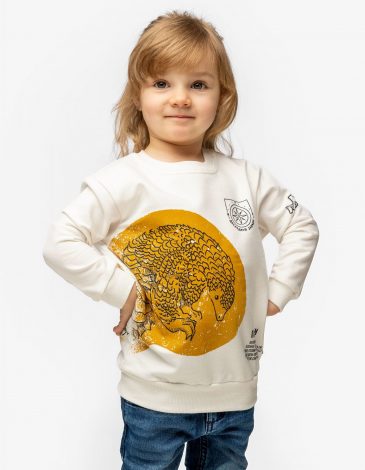 Kids Long-Sleeve Pangolin. Color off-white. .