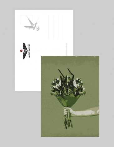 Postcard Bouquet From Uaf. Color khaki. .