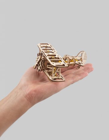 Механічний 3D Пазл Модель Ugears 3Д Пазл Міні-Біплан. Колір пісочний. .