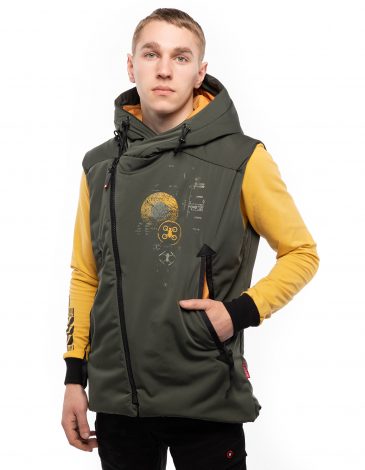 Men's Sleeveless Jacket I See You. Color khaki. .