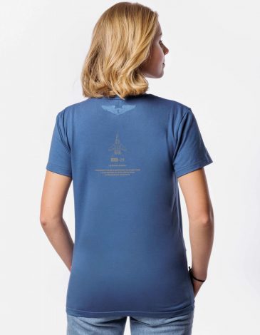 Women's T-Shirt Mig-29. Roundel. Color denim. .