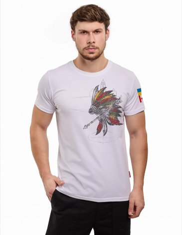 Men's T-Shirt Indian. Color white. .
