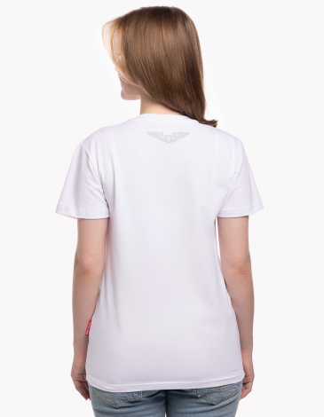 Women's T-Shirt Ukrainian Navy. Color white. .